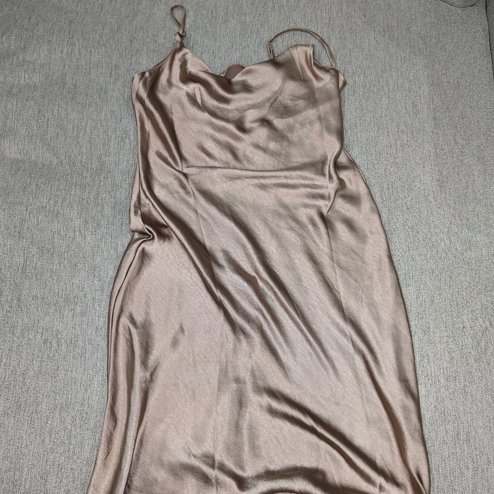 Oak + Fort Cowl Neck Slip Dress Taupe, Size M